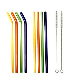 La Vague Ensemble de pailles en verre réutilisables mixtes multicolores