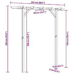 vidaXL Pergola de jardin en bois 205x40x203 cm pas cher