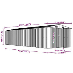 vidaXL Abri de jardin Gris 257x779x181 cm pas cher