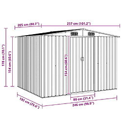 vidaXL Abri de stockage jardin 257x205x178 cm - Métal Vert pas cher