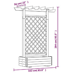 vidaXL Jardinière pergola 162x56x204 cm Bois pas cher