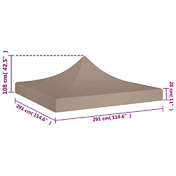 vidaXL Toit de tente de réception 3x3 m - Taupe pas cher