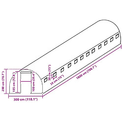 vidaXL Couverture de remplacement de serre 300x1800x200 cm - Vert pas cher