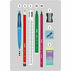 Milan Trousse Scolaire avec Accessoires Sunset Vert