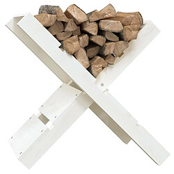 Acheter vidaXL Porte-bûches Blanc 47x39,5x48 cm - Bois massif de pin