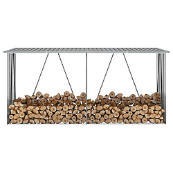 vidaXL Abri stockage bois Abri de stockage bois - Acier galvanisé - Gris 330x84x152 cm