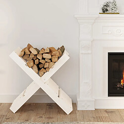vidaXL Porte-bûches Blanc 47x39,5x48 cm - Bois massif de pin