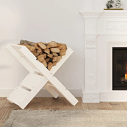 Avis vidaXL Porte-bûches Blanc 47x39,5x48 cm - Bois massif de pin