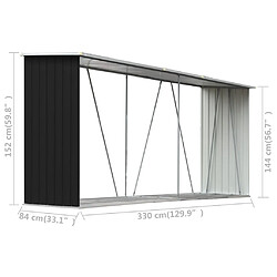 vidaXL Abri de stockage à bois 330x84x152 cm - Anthracite pas cher