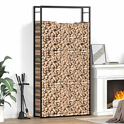 vidaXL Portant de bois de chauffage - Noir mat Support à bûches - Acier enduit - 110 x 28 x 214 cm - Résistant aux intempéries