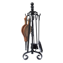 Visiodirect Serviteur de Cheminée Noir 72 cm Fer Forgé