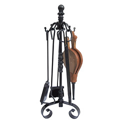 Visiodirect Serviteur de Cheminée Noir 72 cm Fer Forgé