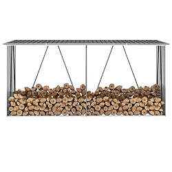 vidaXL Abri de stockage à bois 330x84x152 cm - Anthracite Abri bois de chauffage - Acier galvanisé - Barres de support - Lattes surélevées