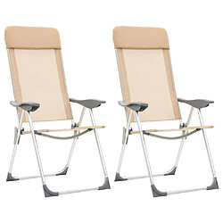 vidaXL Chaises de Camping Pliables - Crème