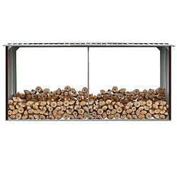 vidaXL Abri de stockage de bois - Marron Abri de stockage de bois - Acier galvanisé - Marron - 330 x 92 x 153 cm - Tubes de soutien