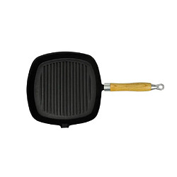 VidaXL Poêle Grill Fonte avec Manche Bois