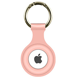 Avizar Protection AirTag Silicone Gel - Rose Accessoire AirTag - Contour surélevé - Anneau mousqueton