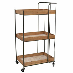 Decoshop26 Chariot de service cuisine bar table d'appoint sur roulettes 3 étagères marron/noir MED05140
