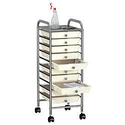 vidaXL Chariot Rangement à 10 Tiroirs - Blanc