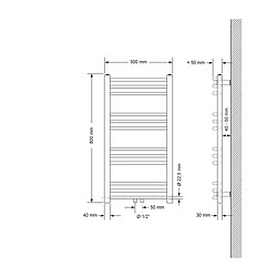 ECD Germany Radiateur Sèche-Serviettes 500x800 mm - Chrome