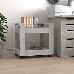vidaXL Chariot de bureau - Gris béton