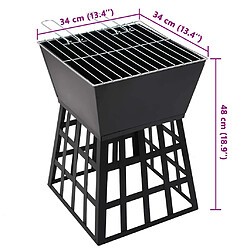 vidaXL Barbecue Foyer 2 en 1 pas cher