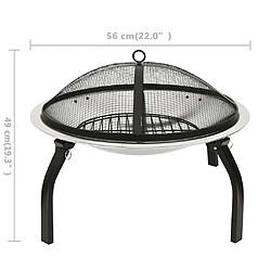 vidaXL Foyer et barbecue inox 2-en-1 56 cm pas cher