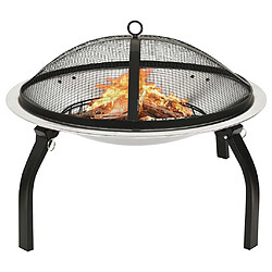 vidaXL Foyer et barbecue inox 2-en-1 56 cm