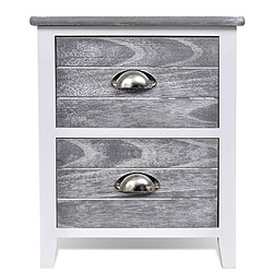 Helloshop26 Table de chevet 2 tiroirs - Gris et blanc