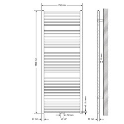 ECD Germany Radiateur de Salle de Bain Sahara - Anthracite 750x1800 mm