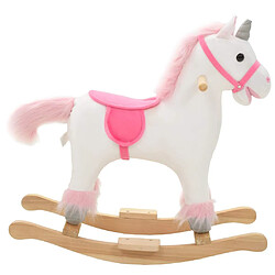 vidaXL Licorne à bascule Peluche - Blanc rose