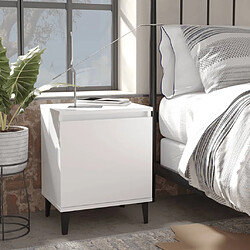 vidaXL Table de Chevet Pieds Métal - Blanc