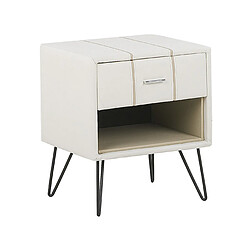 BELIANI Table de chevet BETIN - Cuir PU Blanc