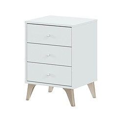 Pegane Table de chevet 3 tiroirs - Blanc