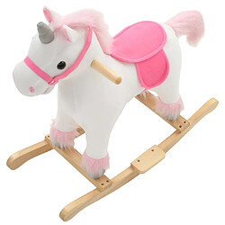 Avis vidaXL Licorne à bascule Peluche - Blanc rose