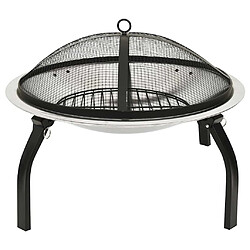 Avis vidaXL Foyer et barbecue inox 2-en-1 56 cm