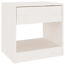 vidaXL Table de Chevet Blanc Pin Massif