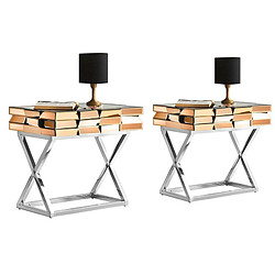 Meubler design lot de 2 chevets miroir - Or