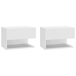 vidaXL Lot de 2 Tables de chevet murales - Blanc