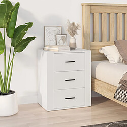 vidaXL Table de chevet Blanc 50x36x60 cm Table de chevet - Bois d'ingénierie - Trois tiroirs - Dessus robuste - Blanc