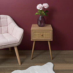 The home deco factory Chevet 1 tiroir bois - Beige pas cher