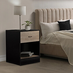 Idmarket MARKET Lot de 2 Tables de Chevet OLGA - Noir et Hêtre