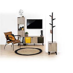 Acheter Five Simply Smart Table de chevet Mix'n modul avec 1 porte effet bois naturel - Beige