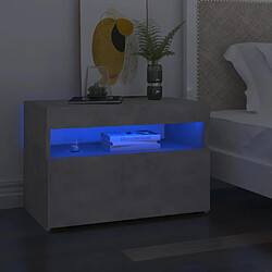 vidaXL Table de chevet LED - Gris béton