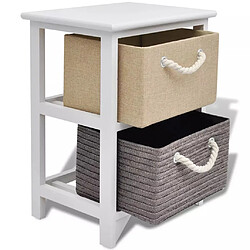 Helloshop26 Table de chevet 2 tiroirs - Blanc