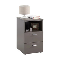 MES Table d'appoint 2 tiroirs - Taupe