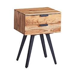 Mes Chevet 2 tiroirs en bois - Acacia naturel et noir
