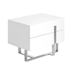 Angel Cerda Table de chevet bois blanc et acier chromé