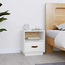 vidaXL Table de Chevet - Blanc - Bois de Pin Massif Table de chevet - Bois de pin massif - Blanc - 1 tiroir - Dimensions : 40x34x45 cm