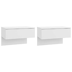 VIDAXL Lot de 2 tables de chevet murales - Blanc brillant